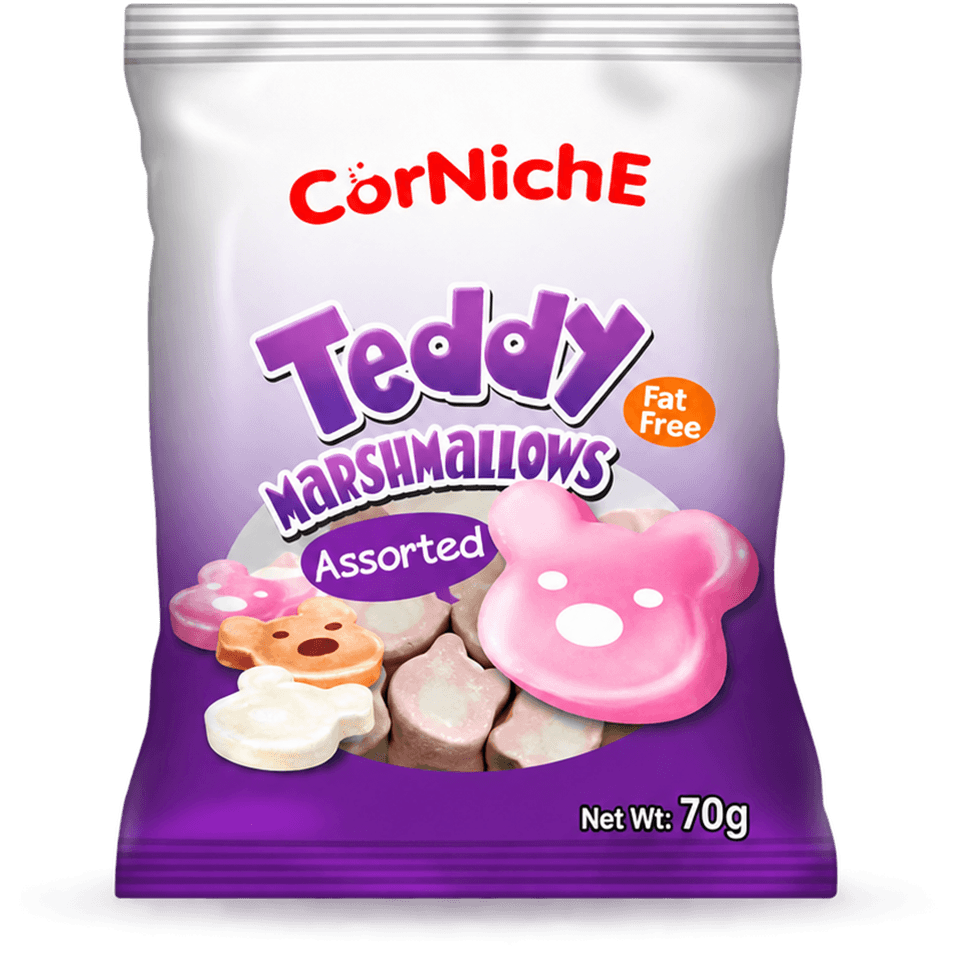 CORNICHE TEDDY ASSORTED MARSHMALLOW 70G